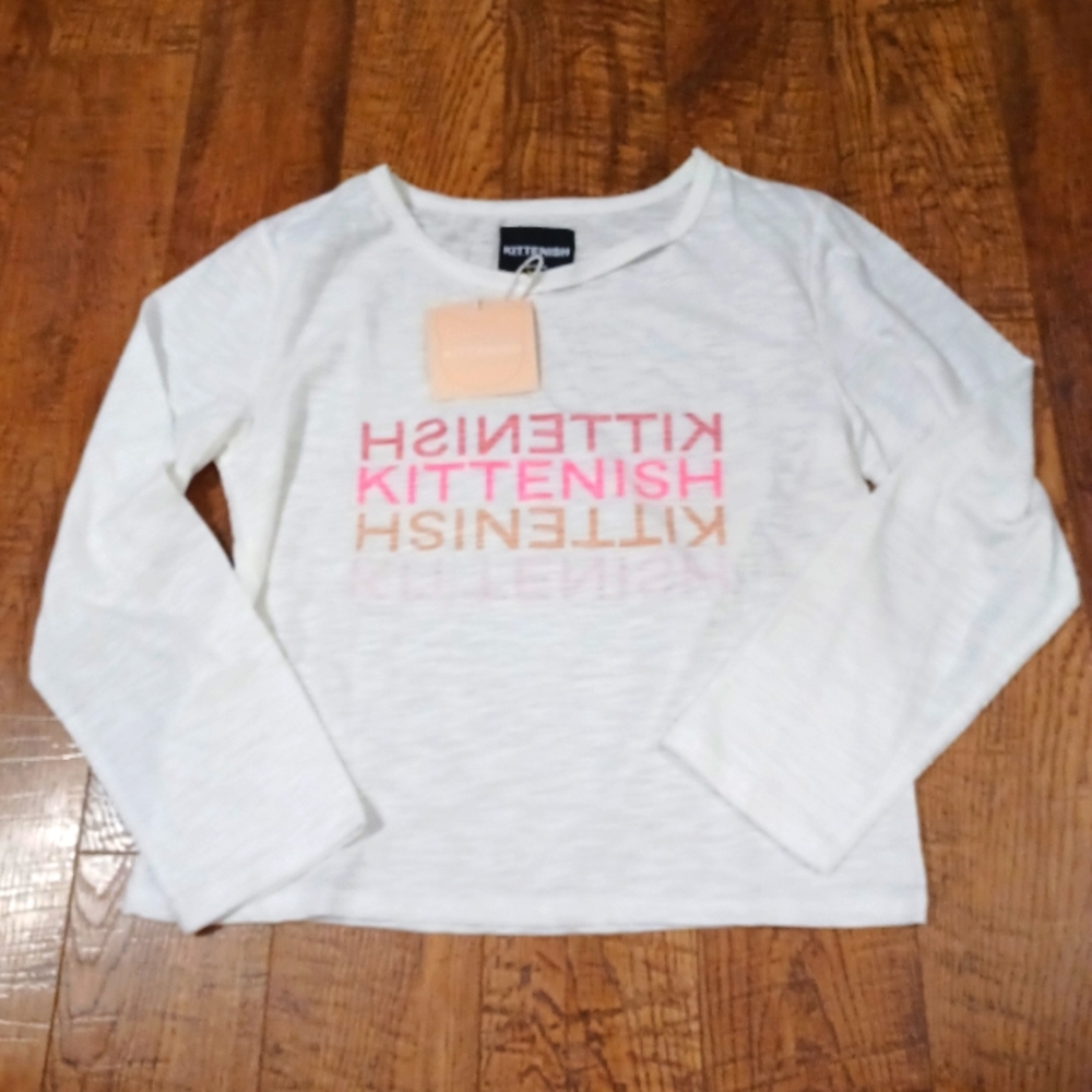 Kittenish Logo Distressed Shirt White Sz Medium NWT